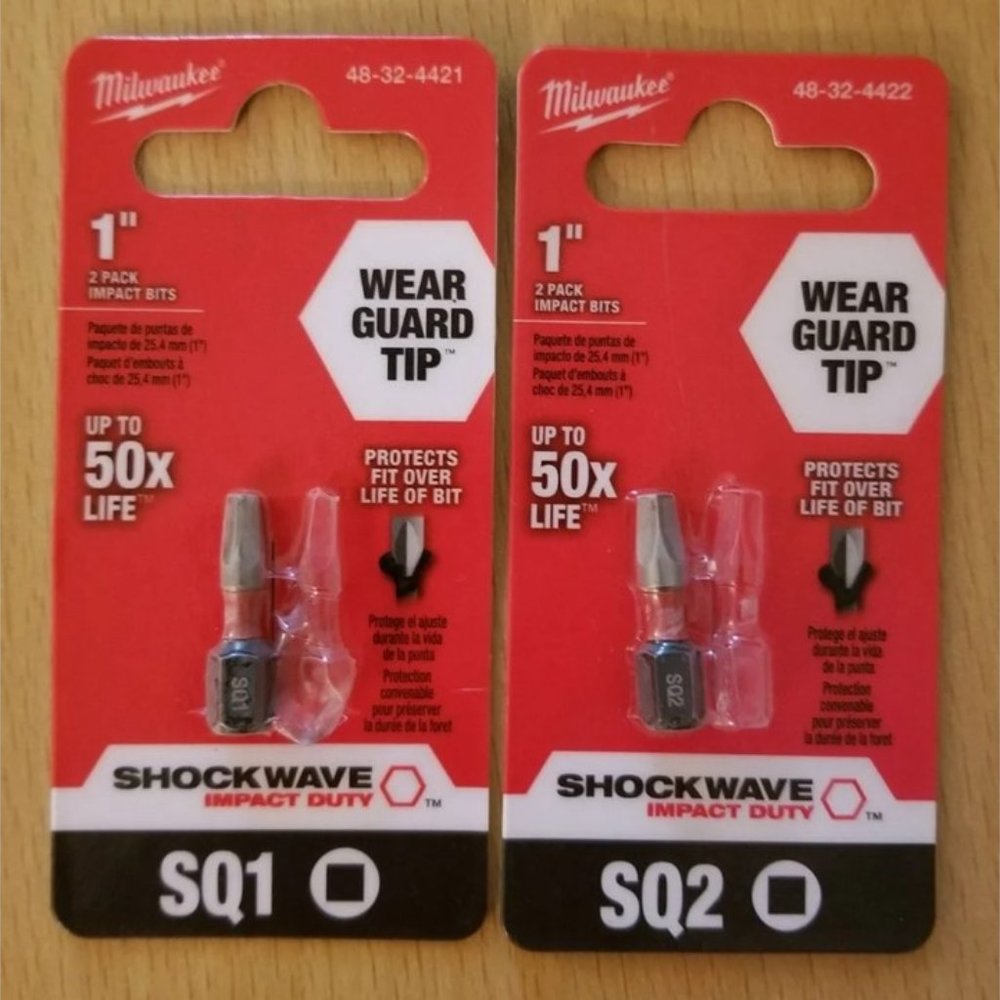 🌟 NEW Milwaukee 1" SQ1 & SQ2 Robertson / Square Drill Bits (1 of each size)